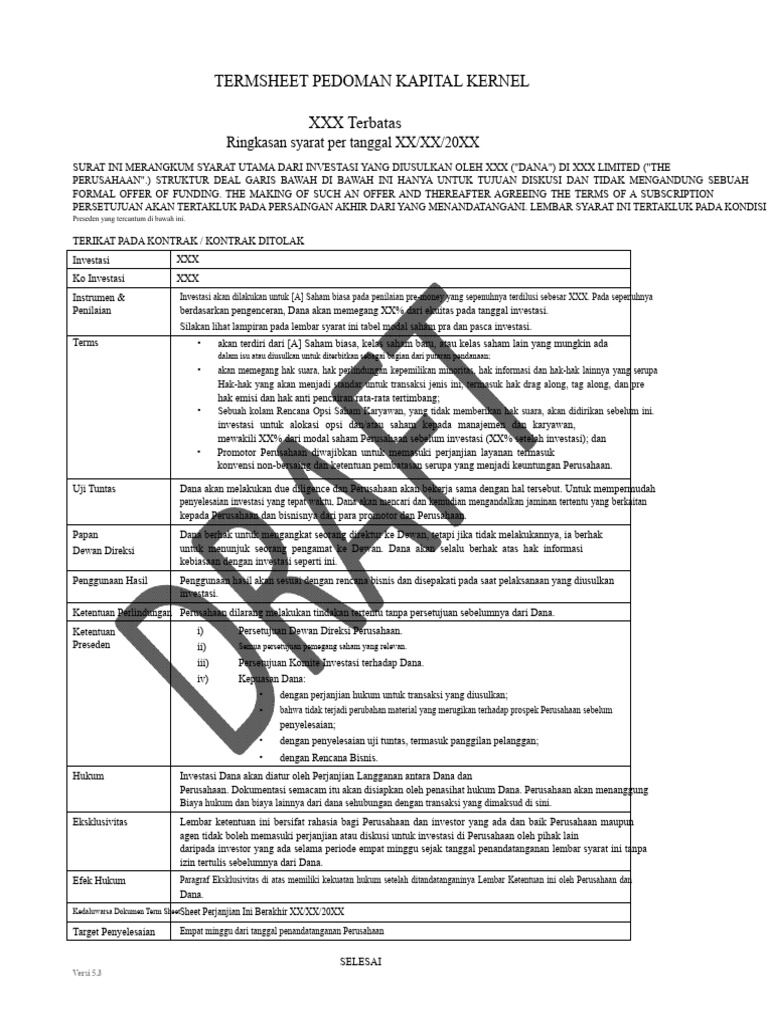 Template Term Sheet 1.4.14 | PDF