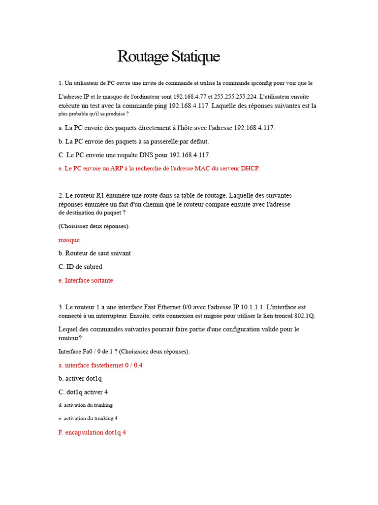 Configuration et Résumé des Routes IP | PDF | Adresse IP | Routage