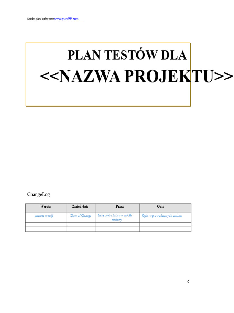 Plan Testów Projektu Na Żywo SoftwareTestingHelp | PDF