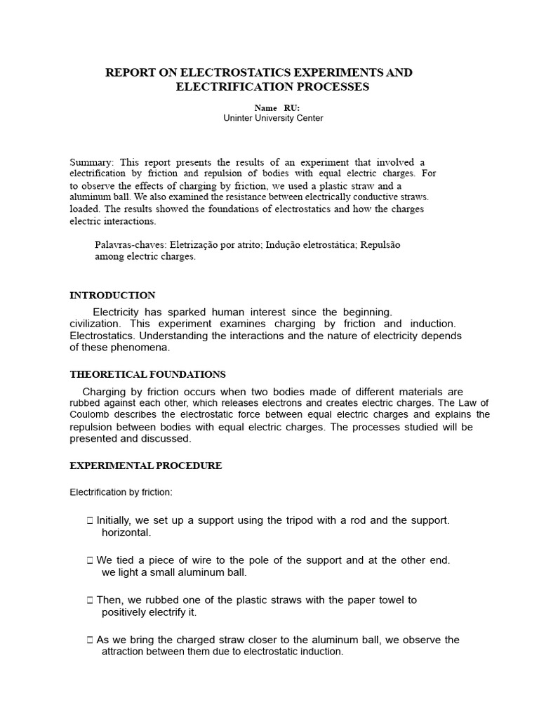 Electrostatics: Friction and Charge Repulsion | PDF | Electric Charge ...