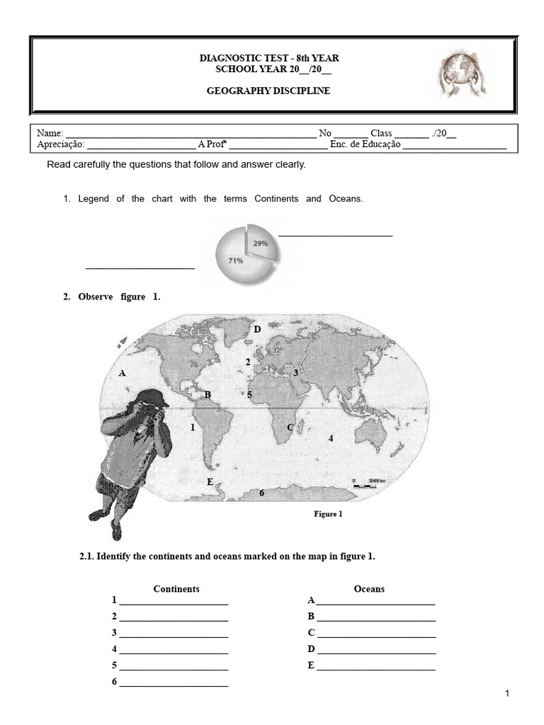 8th Grade Geography Diagnostic Test | PDF | Earth Sciences | Geography