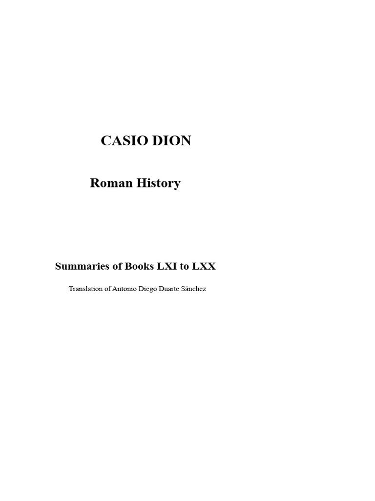 Roman History: Cassius Dio Books LXI-LXX | PDF | Nero | Claudius