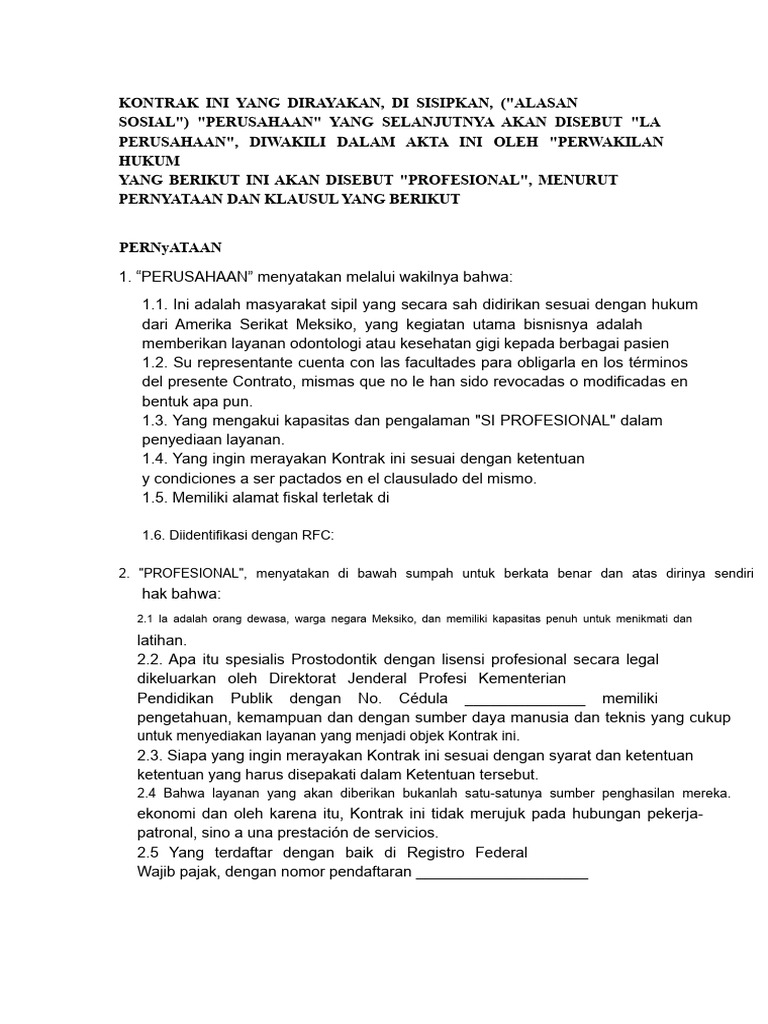Contrak Protesis Contoh | PDF