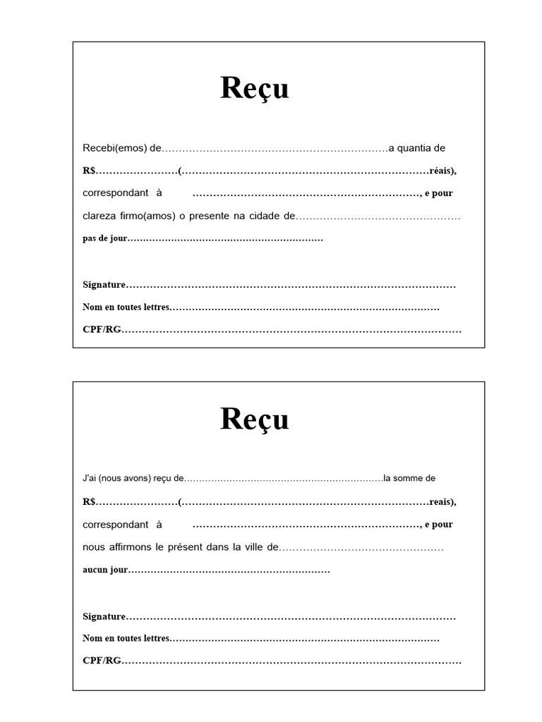 Modèle de reçu de paiement standard | PDF