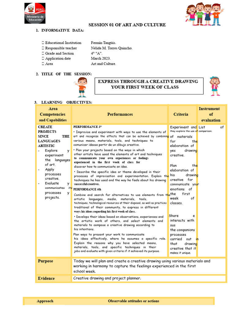 Creative Drawing for First Week Emotions | PDF | Drawing | Cognition
