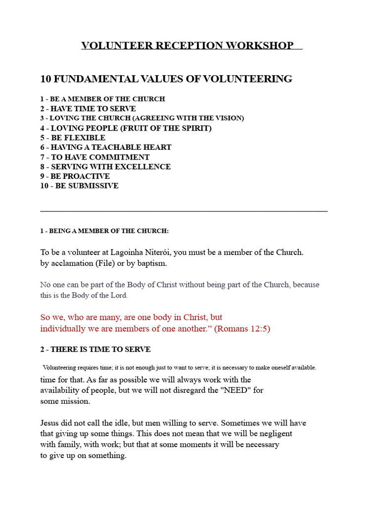 Essential Values for Church Volunteers | PDF | Jesus | Disciple ...
