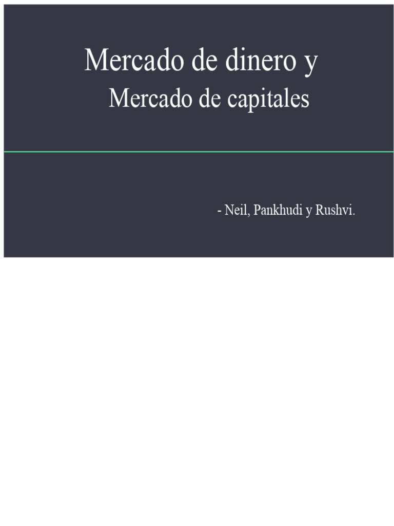 Comparativa entre Mercado de Dinero y Capitales | PDF | Bancos ...