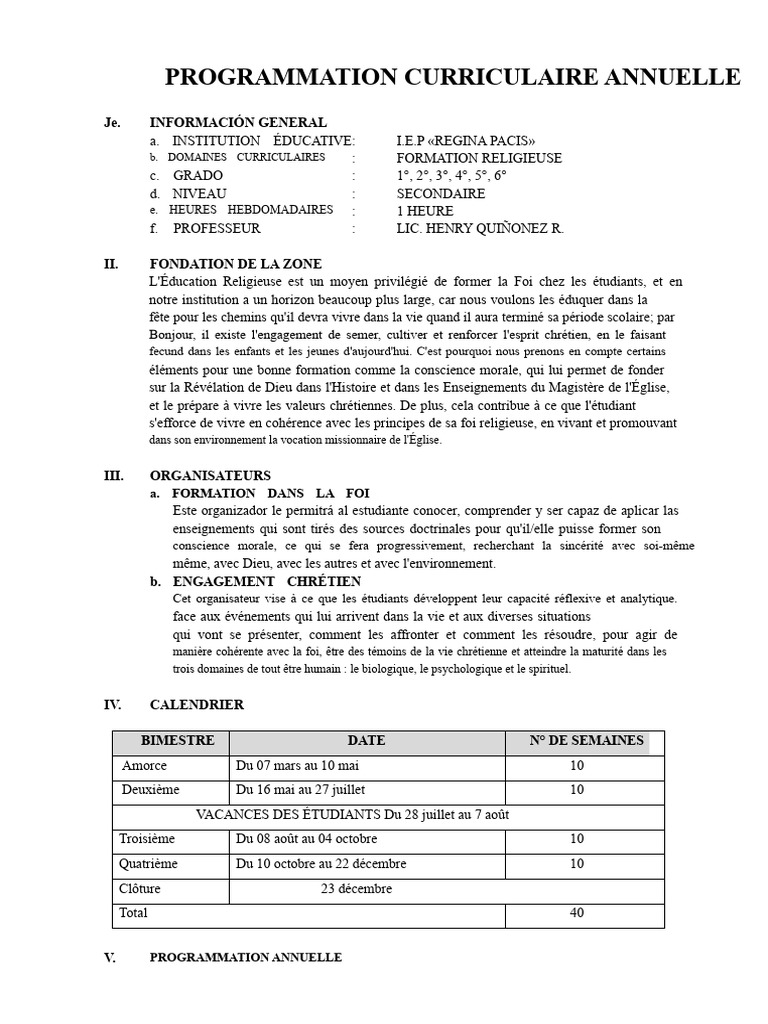 Programmation annuelle en éducation religieuse | PDF | Marie, mère de ...