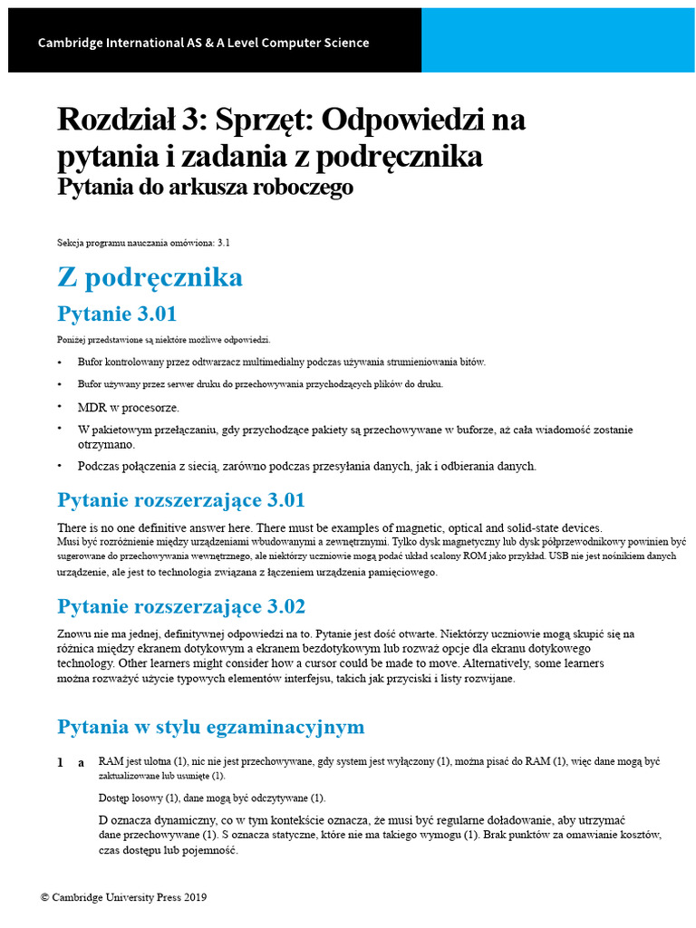 Rozdział 3 Odpowiedzi | PDF