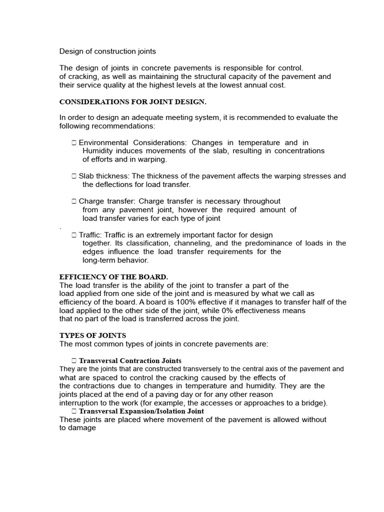 4.4 Design of Construction Joints | PDF | Road Surface | Concrete