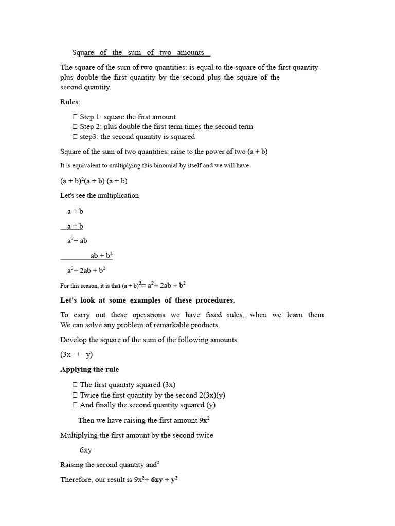 Square of The Sum of Two Quantities | PDF | Mathematical Objects ...