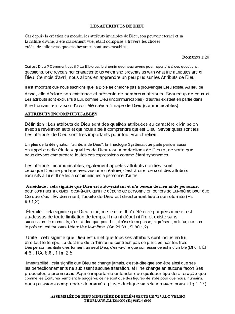 Attributs de Dieu : Comprendre Sa Nature | PDF | Dieu | Infini