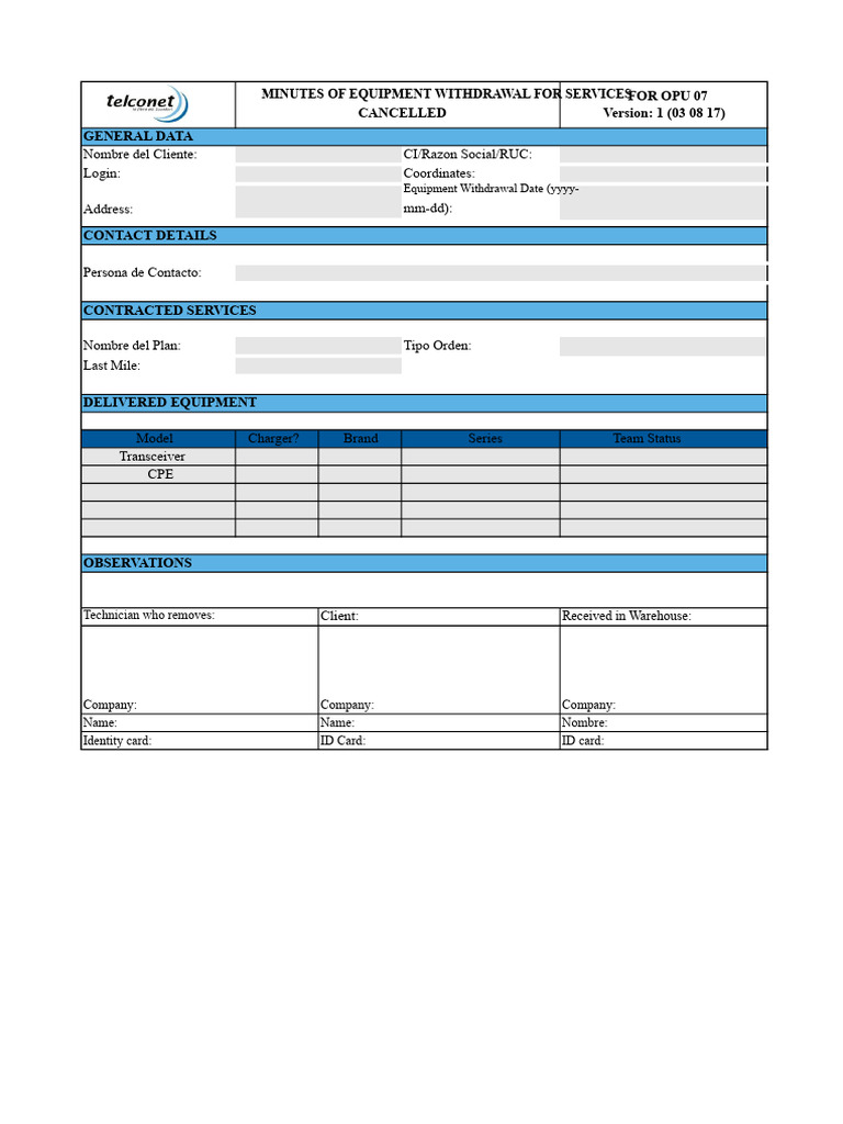 Digital Record of Equipment Withdrawal | PDF