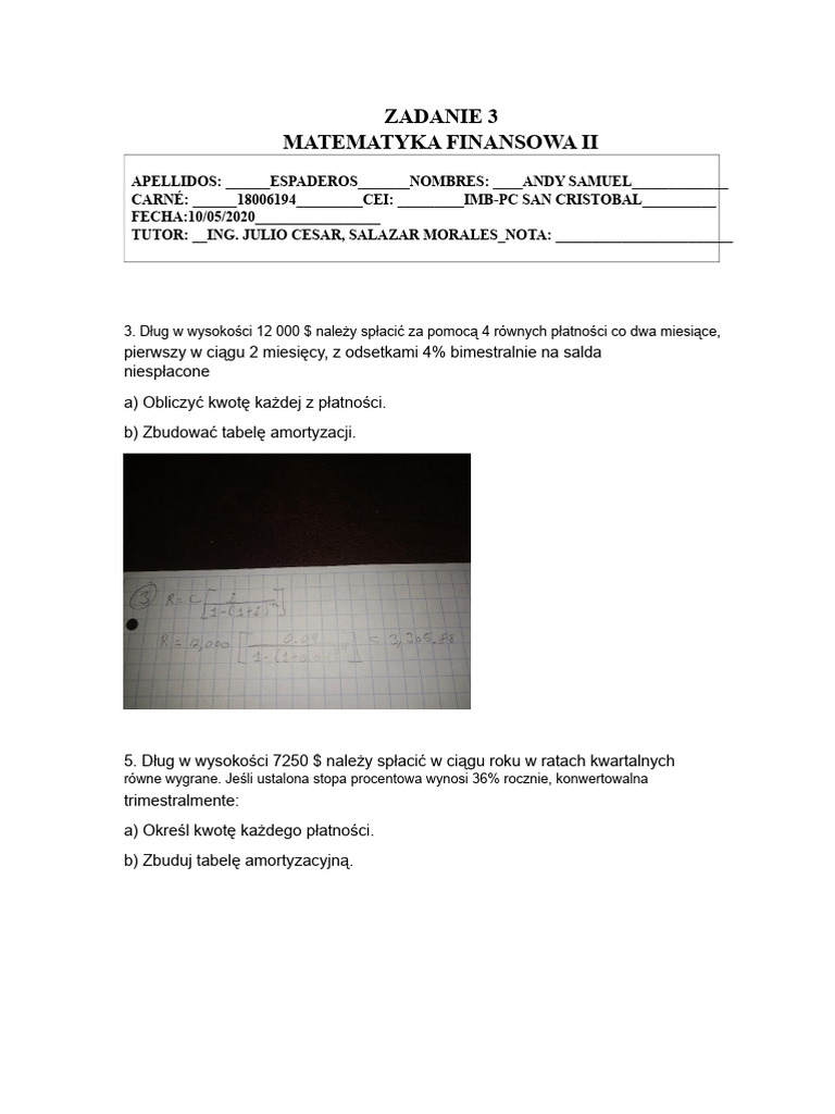 Zadanie 3 Z Matematyki 2 - Tydzień 3 PDF | PDF