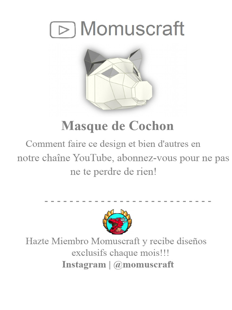 MASQUE DE COCHON Masque De Mascarade Demi-masque En Laine Pour