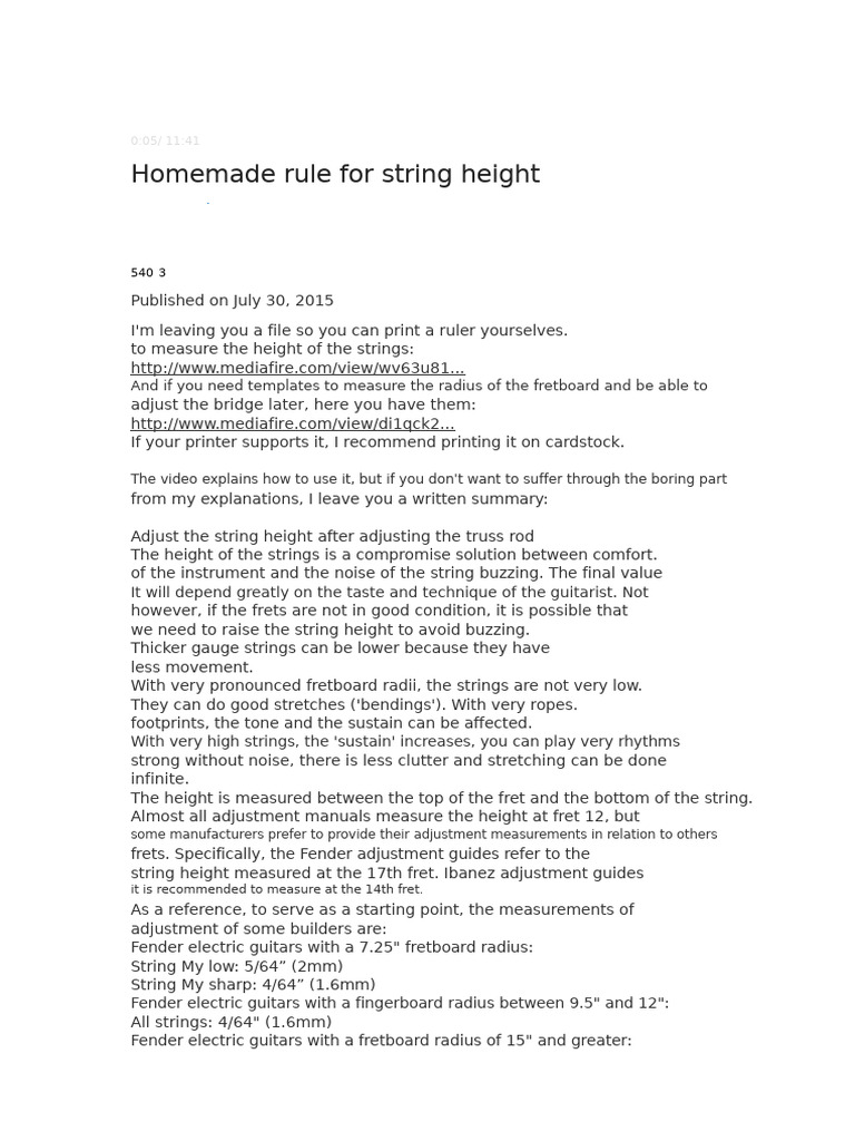 String Height Adjustment Guide | PDF | Guitars | European Musical ...