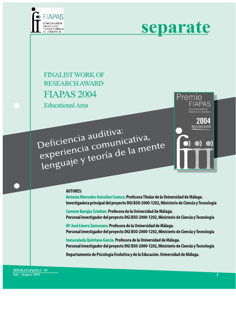 Theory of Mind Development in Deaf Children | PDF | Theory Of Mind | Mind