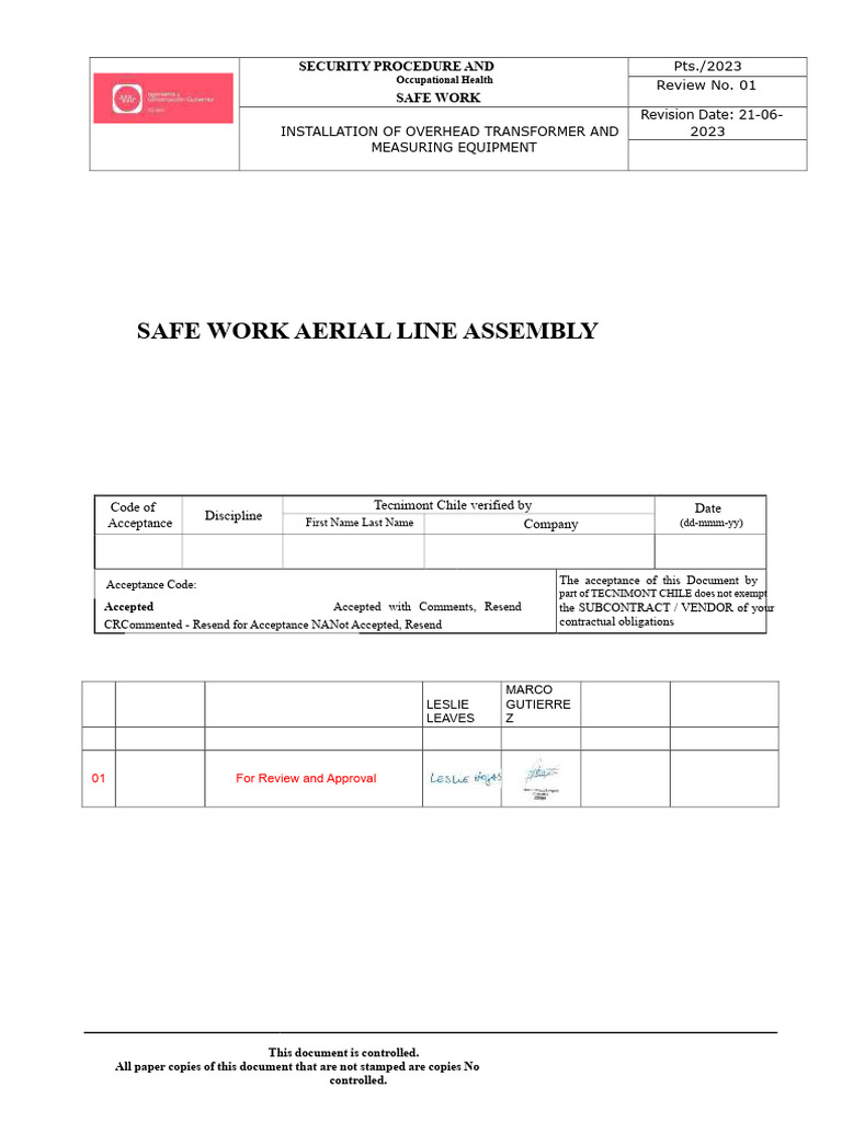 Installation Procedure For Overhead Transformer and Measuring Equipment ...