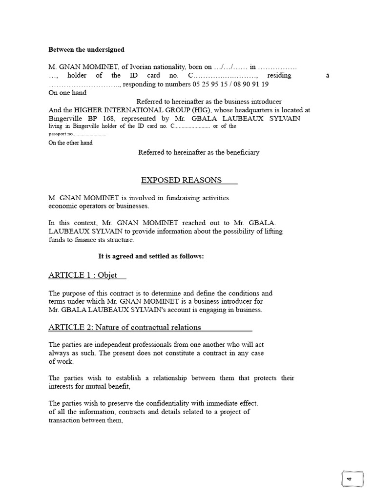 Non-Circumvention Agreement | PDF | Justice | Crime & Violence