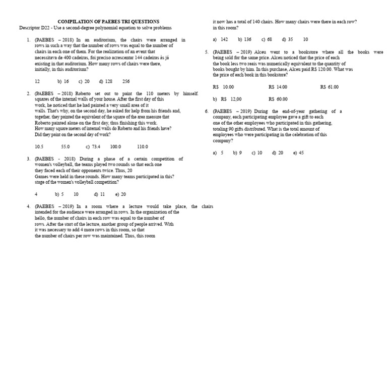 D22 - Use Second-Degree Polynomial Equations To Solve Problems | PDF ...