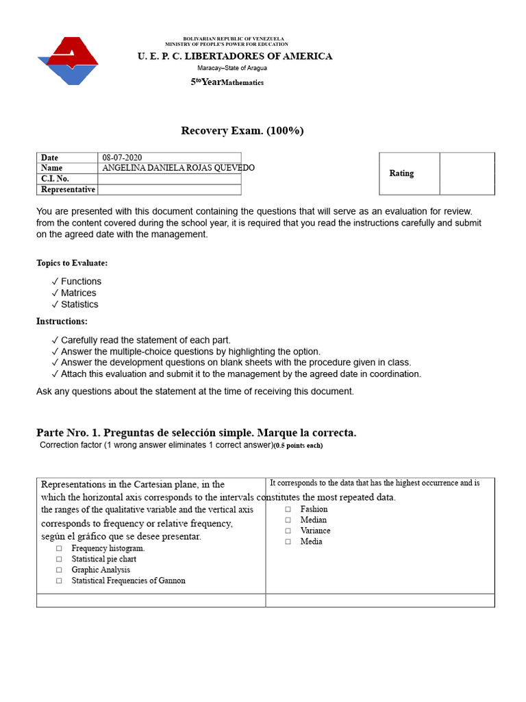 Mathematics Repair Exam 5th Year 2020 | PDF | Equations | Mathematical ...