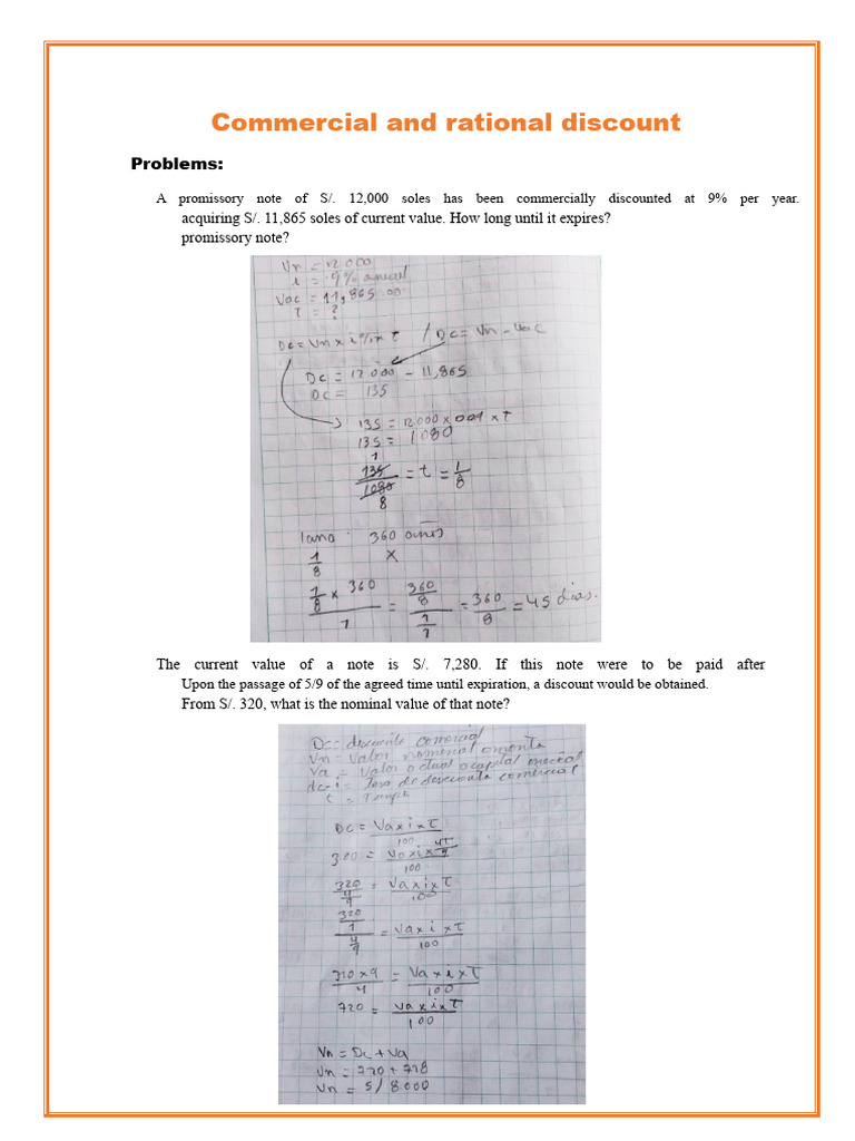Promissory Note Discount Calculations | PDF