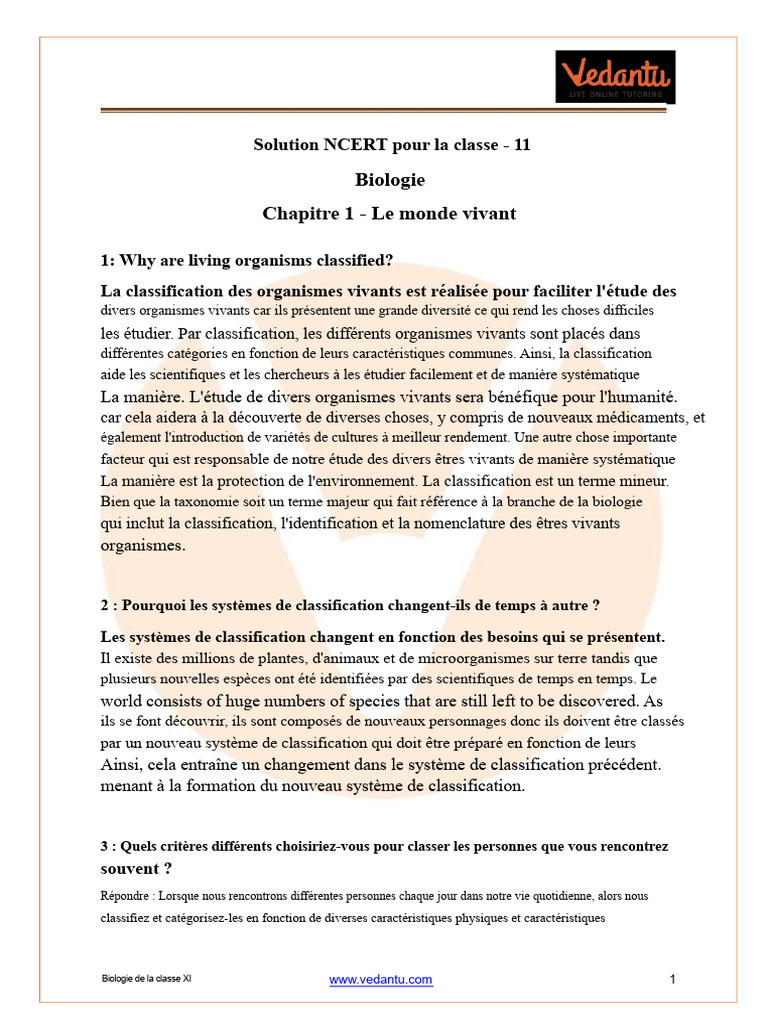 Classification des organismes vivants en biologie | PDF | Taxonomie ...