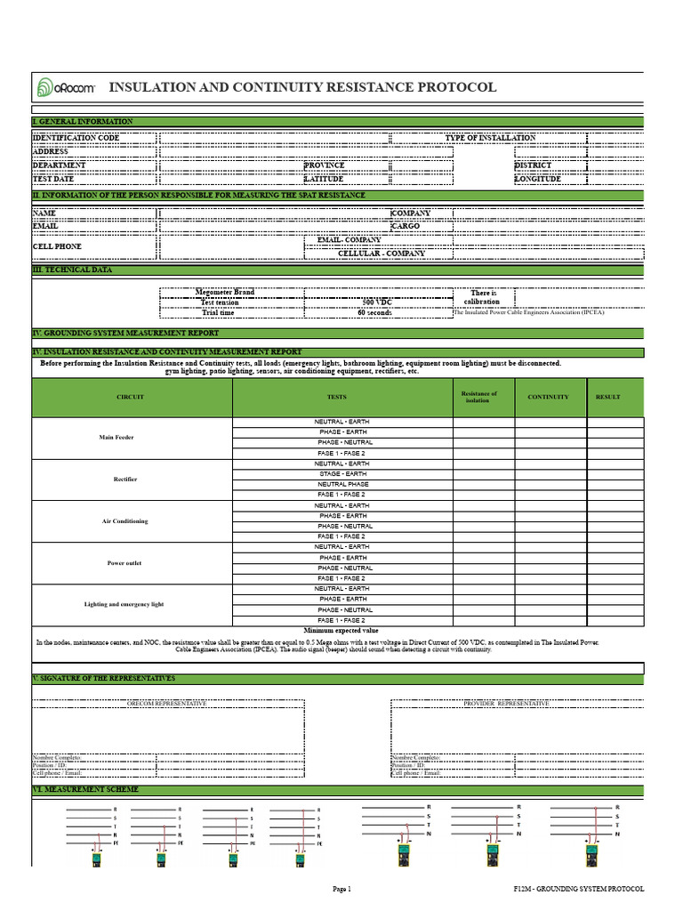 1.34 Insulation Resistance and Continuity Protocol | PDF | Electrical ...