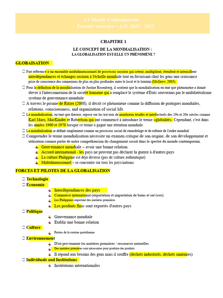 Comprendre la Mondialisation et ses Dynamiques | PDF | Globalisation ...