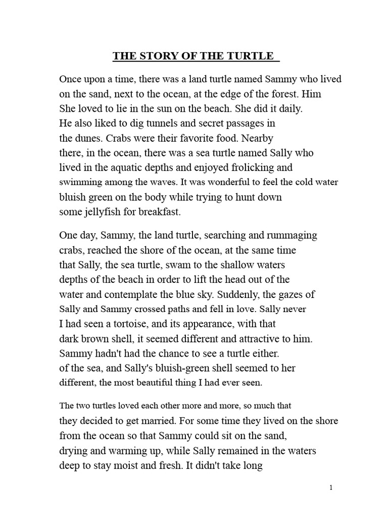 Sammy and Sally's Turtle Love Story | PDF | Turtle | Sea