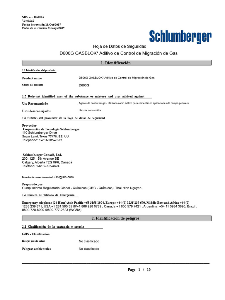 D600G GASBLOK Aditivo de Control de Migración de Gas PDF | PDF ...