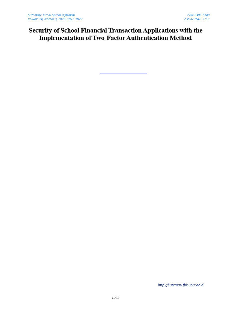 Security of School Financial Transaction Applications With the ...
