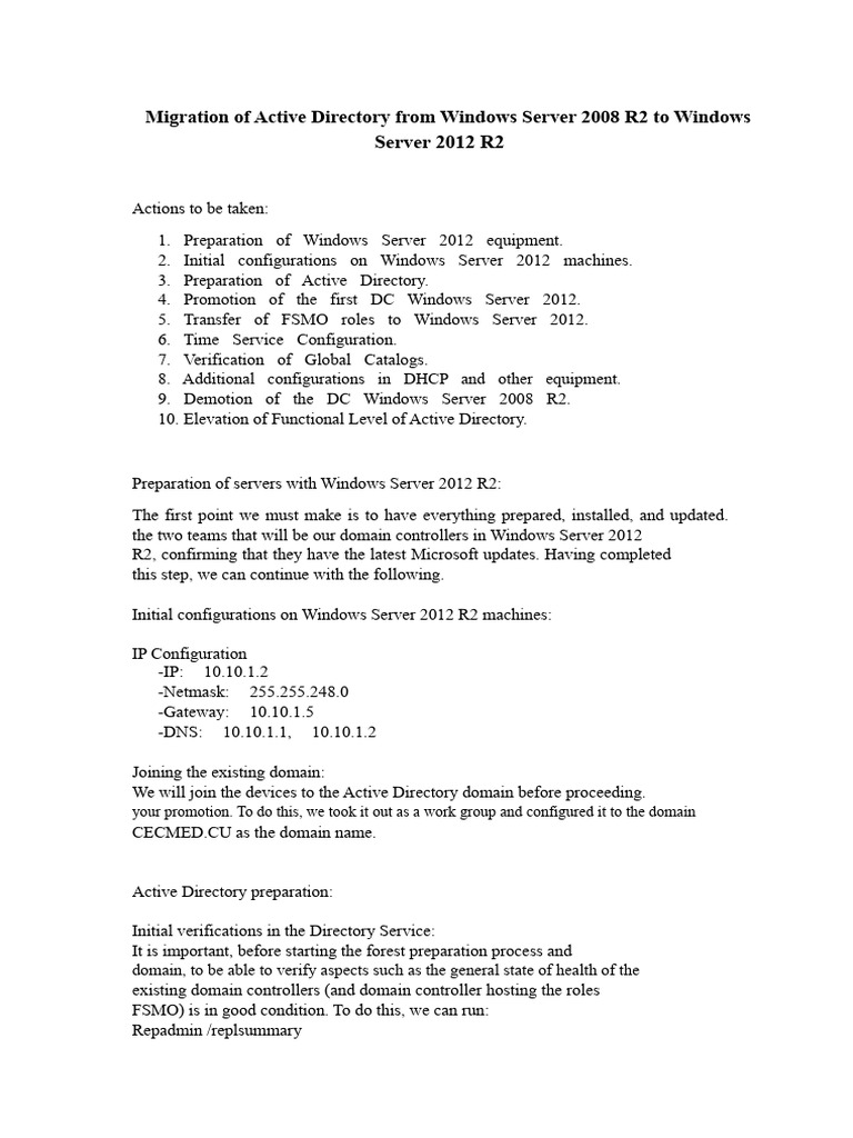 Active Directory Migration to Windows 2012 R2 | PDF | Active Directory ...