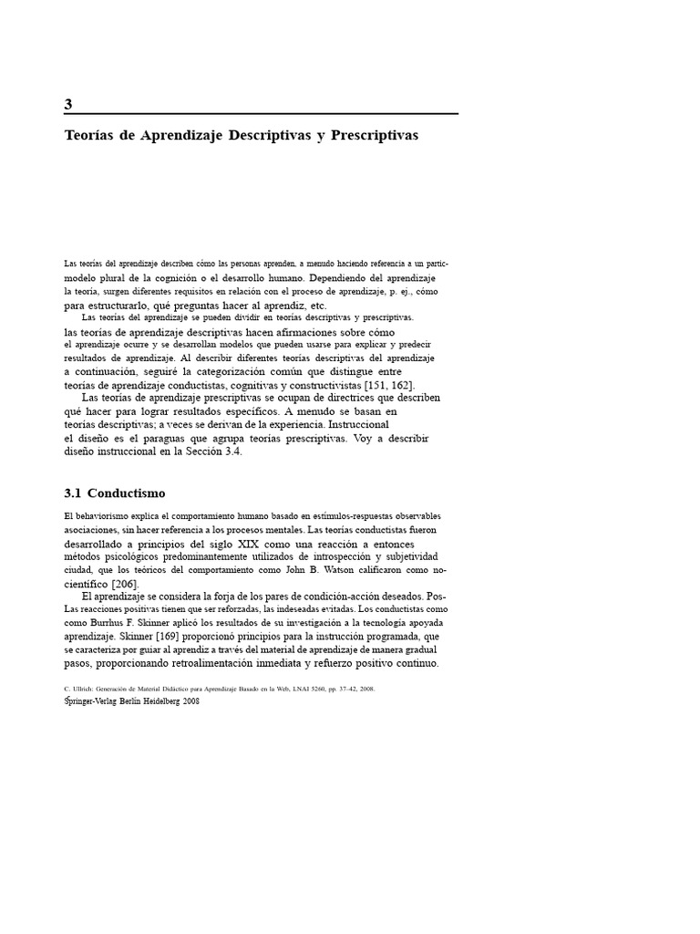 Teorías del Aprendizaje: Descriptivas y Prescriptivas | PDF ...