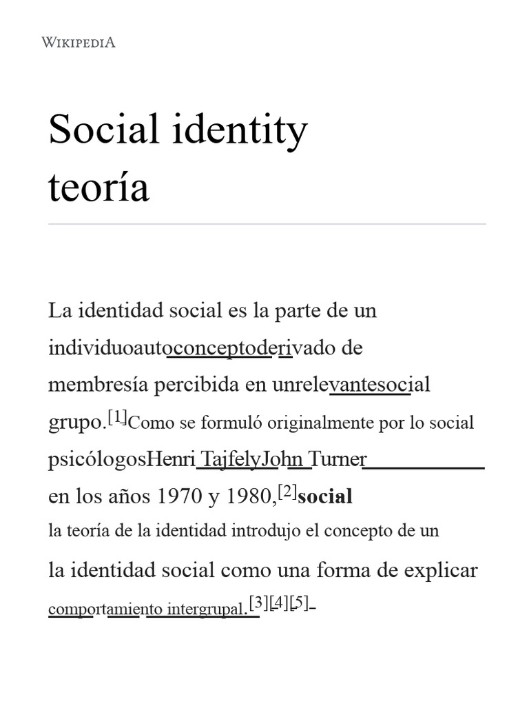 Teoría de La Identidad Social | PDF | Teoría | Comportamiento