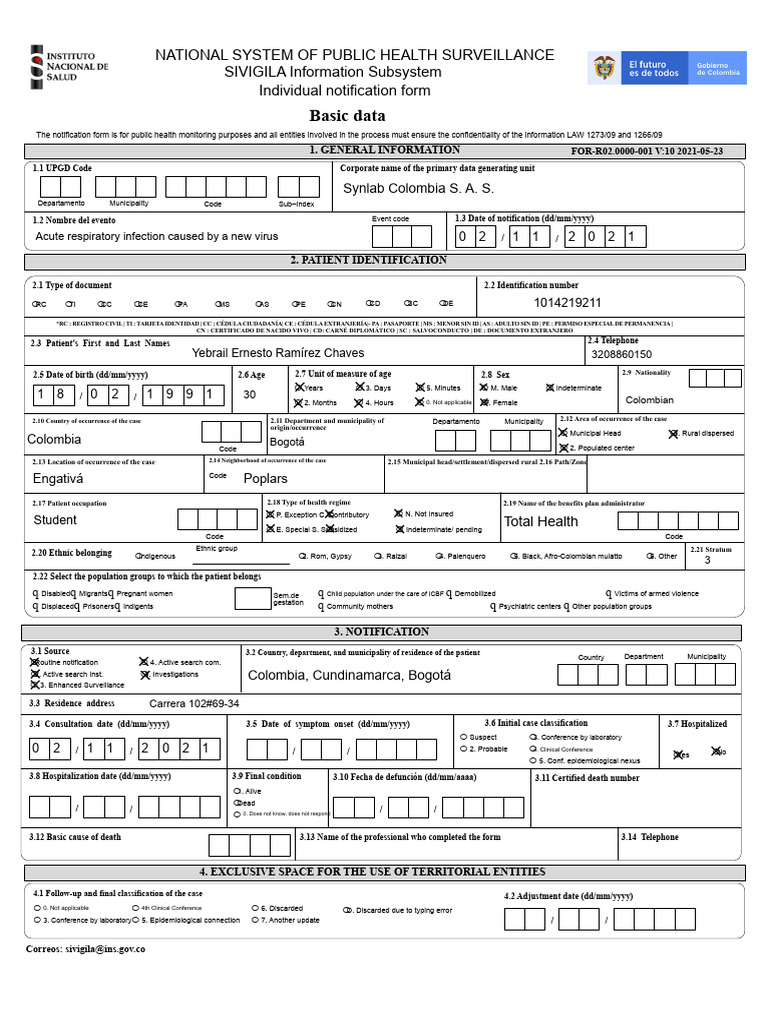 Public Health Surveillance Notification Form | PDF | Respiratory ...