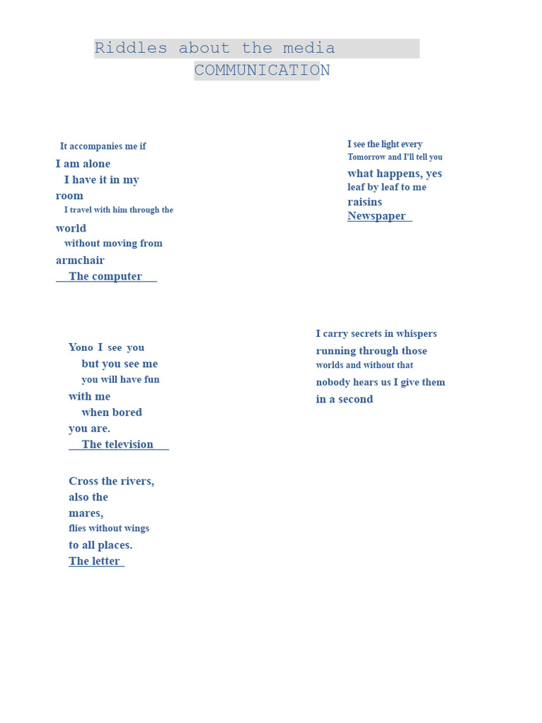Media Riddles and Puzzles | PDF