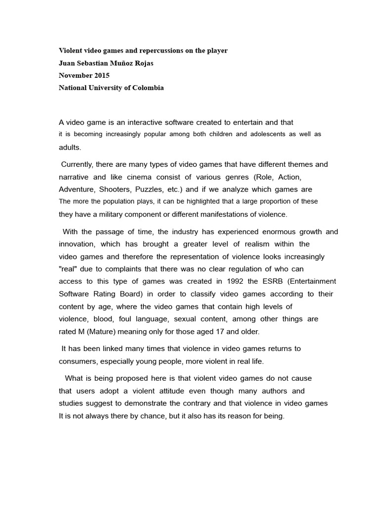 Impact of Violent Video Games on Players | PDF | Violence | Aggression