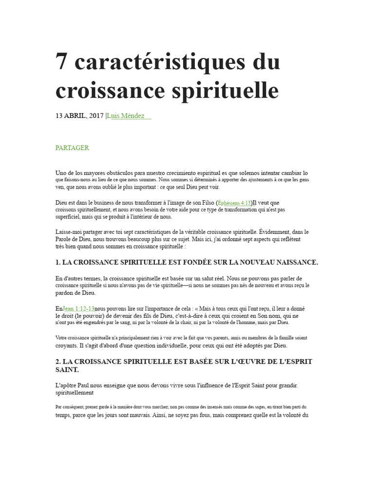 7 Clés de la Croissance Spirituelle | PDF | Dieu | Jésus