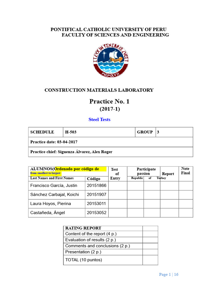 Steel Testing Practices Report | PDF | Deformation (Engineering ...