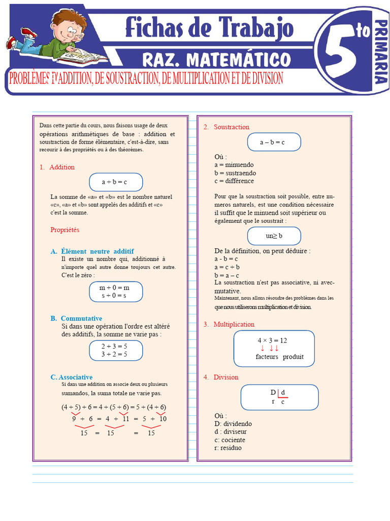 Problèmes d'Arithmétique de Base | PDF | Multiplication | Division