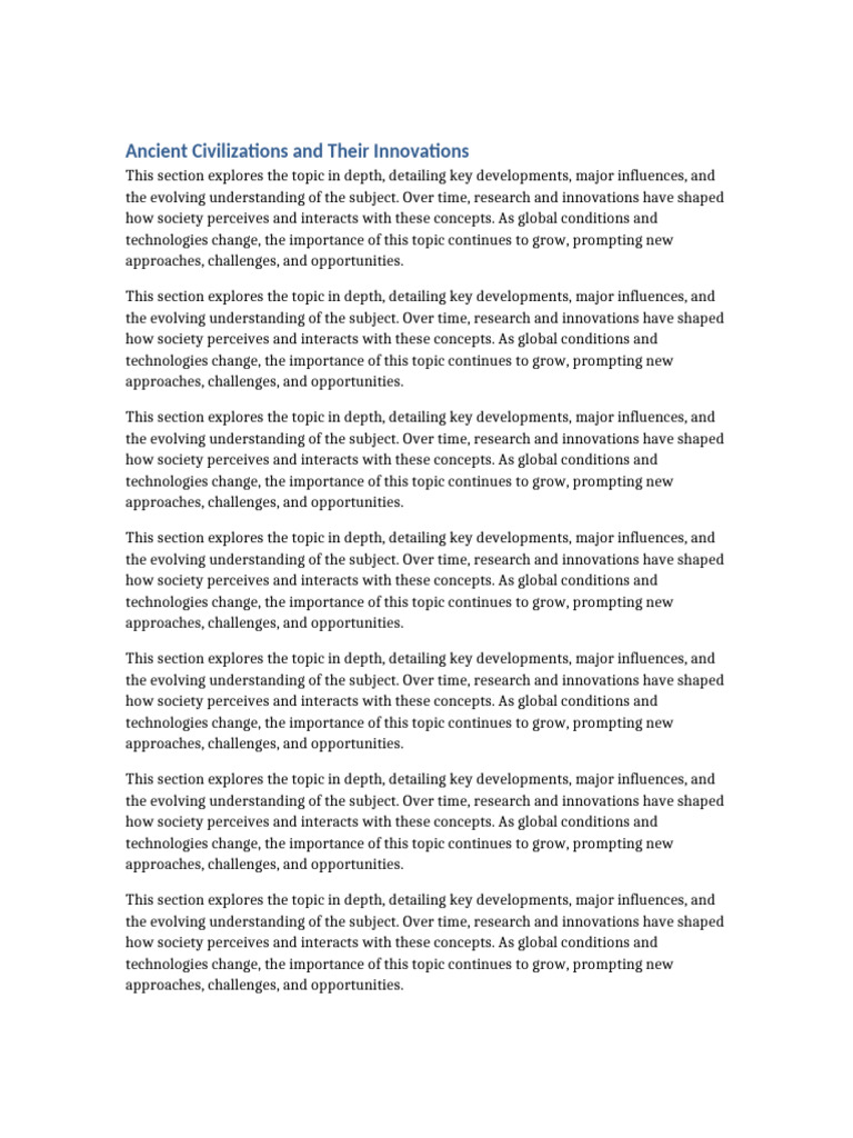 Ancient Civilizations and Their Innovations 10 Page Document | PDF ...