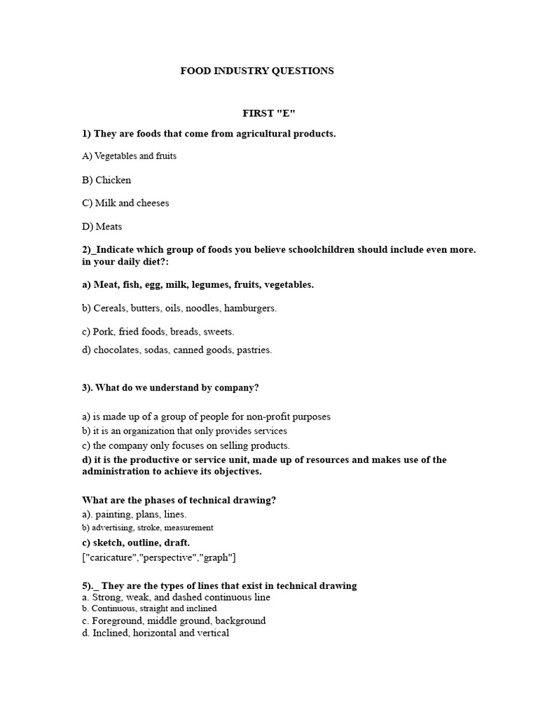Food Industry Questions | PDF | Foods | Cooking