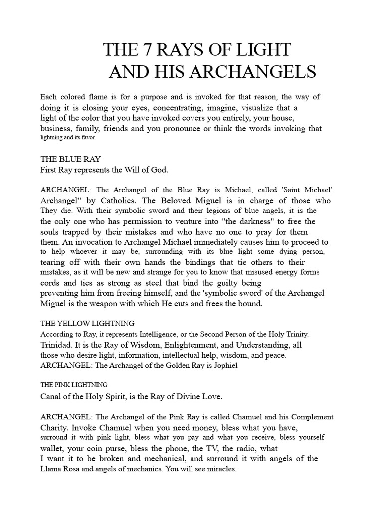 The 7 Rays of Light and Their Archangels | PDF | Archangel | Michael ...