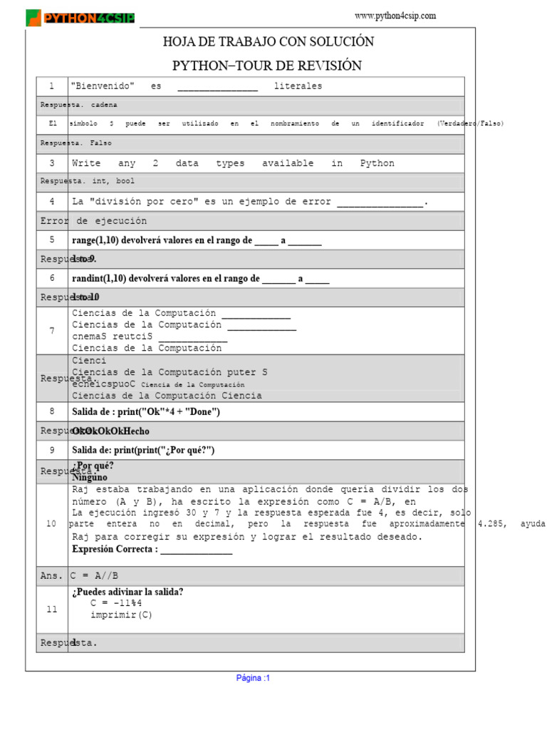 Ejercicios y Soluciones de Python | PDF | Python (lenguaje de ...