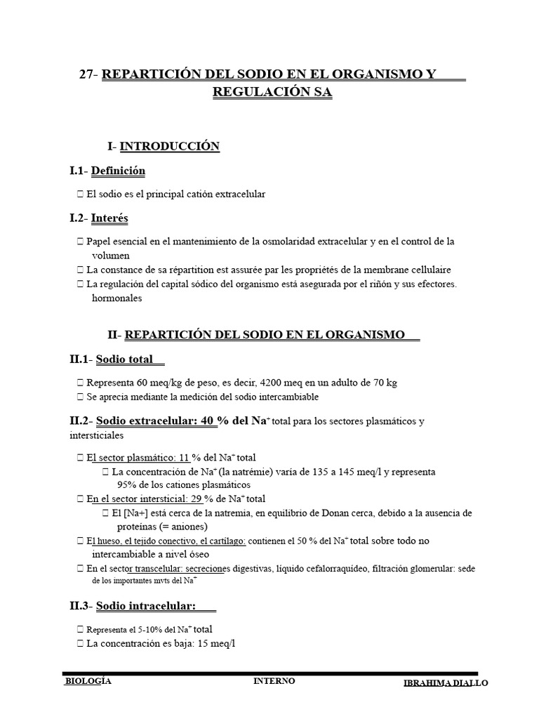 27-La Distribución Del Sodio en El Organismo y Su Regulación | PDF ...