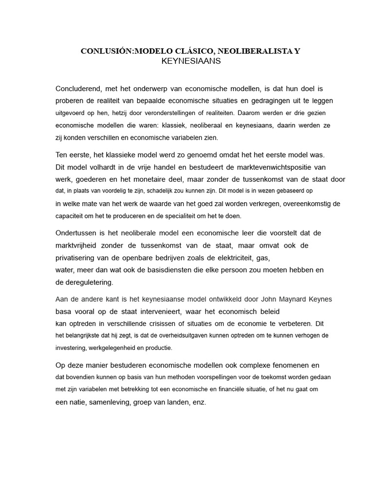 Conclusie Van Economische Modellen | PDF
