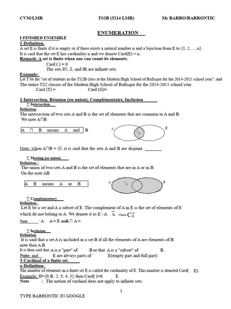 COUNTING COURSE TS2 TL 3214 LMR - Bar | PDF | Set (Mathematics ...