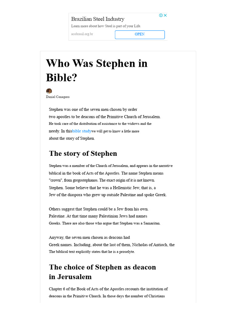The Life and Martyrdom of Stephen | PDF | Jesus | Acts Of The Apostles