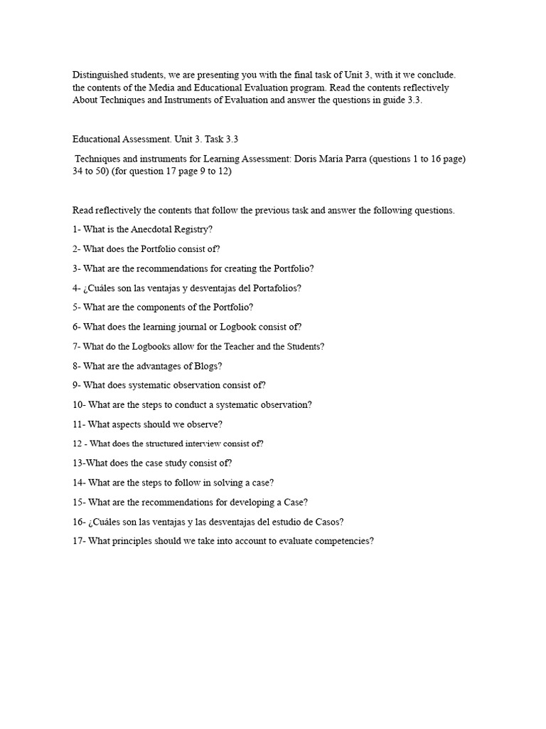 Unit 3 Educational Assessment Task Guide | PDF